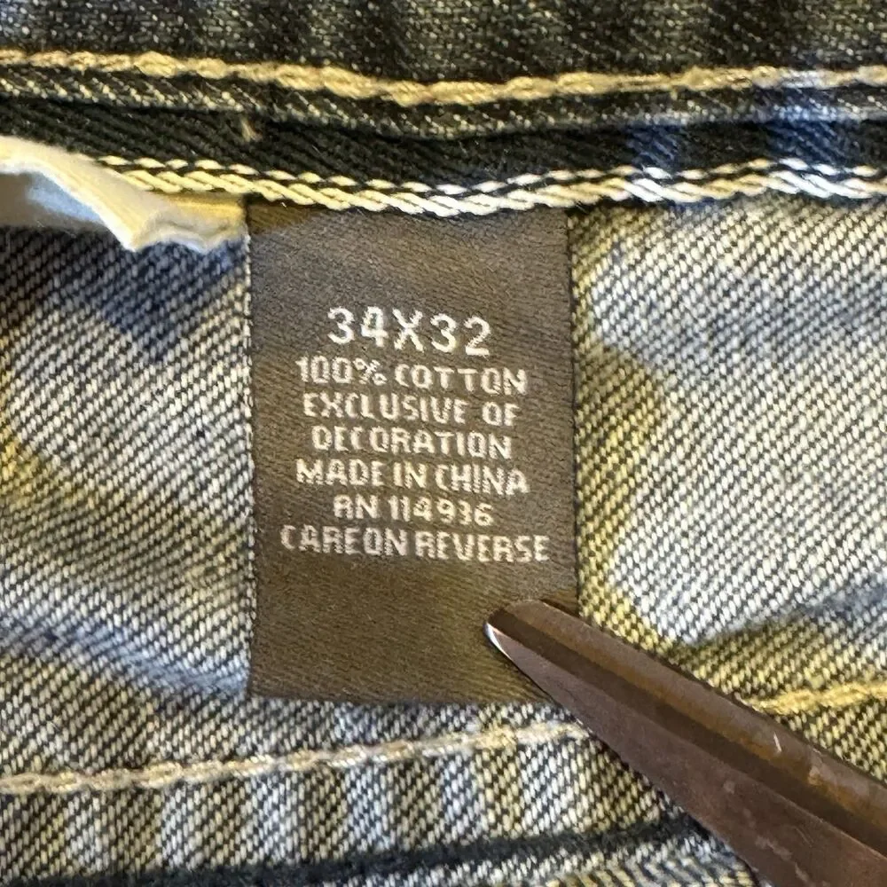 Urban Pipeline Slim Straight Mens Jeans 34x32 Distressed Y2K Style Vintage Denim
